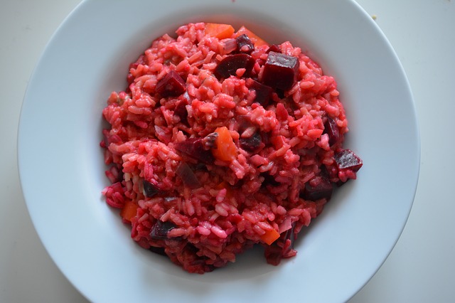 Risotto de remolachas con queso de cabra