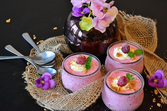 Panna cotta de frambuesas